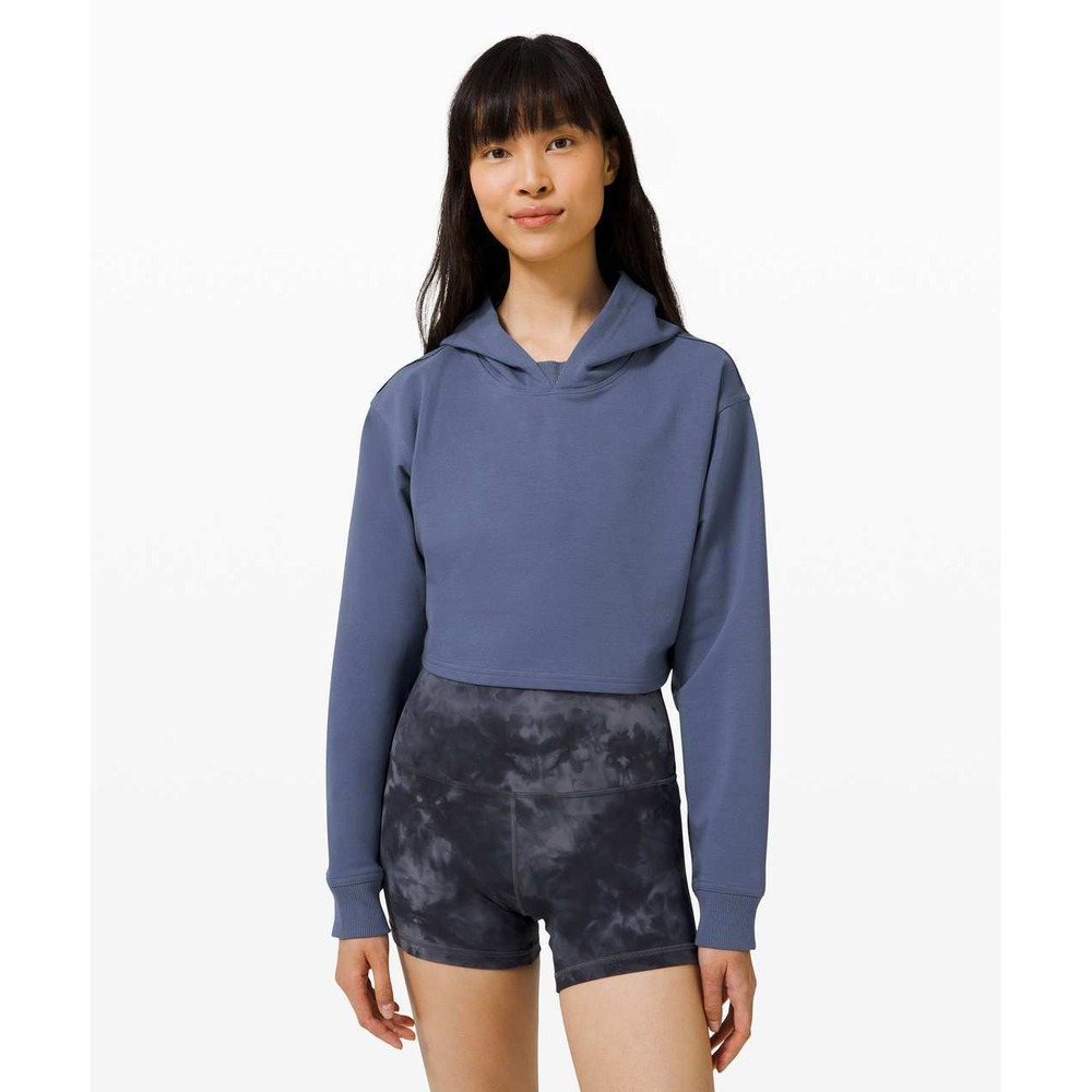 Lululemon Women's All Yours Cropped Hoodie Blue Fleece Sweatshirt